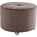 Round Charcoal Grey Microfiber Ottoman