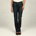 Miss Vigoss Women's Dark Wash Bead-embellished Straight Leg Jeans