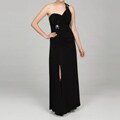 Hailey by Adrianna Papell Women's Black One-shoulder Sequin Trim Dress