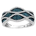Sterling Silver 3/8 ct TDW Blue and white Criss-Cross Diamond Cocktail Ring
