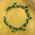 Sterling Silver 'Forest' Aventurine Anklet (India)