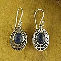Sterling Silver 'Heirloom Lace' Lapis Lazuli Dangle Earrings (India)