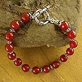 Sterling Silver 'Royal Glow' Carnelian Bead Bracelet (India)