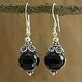 Sterling Silver 'Jaipur Sonnet' Onyx Dangle Earrings (India)