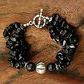 Sterling Silver 'Midnight Beauty' Onyx Torsade Bracelet (India)