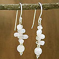 Sterling Silver 'Cloudfall' Moonstone Dangle Earrings (India)