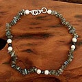 Sterling Silver 'Mumbai Fantasy' Pearl Anklet (India)