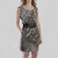 Corey P Women's Missy Brown Geometric Cap-sleeve Belted Dress