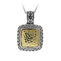 Two-tone Sterling Silver Square Necklace