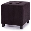 Tufted Black Microfiber Cube Ottoman