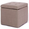 Tufted Beige Fabric Storage Cube Ottoman