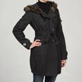 Steve Madden Women's Faux-fur Double-breasted Belted Coat