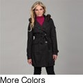 Steve Madden Women's Faux-fur Double-breasted Belted Coat FINAL SALE