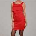 Connected Apparel Women's Red Tiered Ruffle Dress