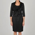Danny & Nicole Women's Black Houndstooth Dress and Jacket Set
