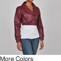 Knoles & Carter Women's Plus Size Leather Bolero Bomber Jacket