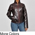 Knoles & Carter Women's Leather Double Collar Scuba Jacket