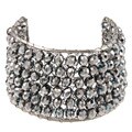Gunmetal Silvertone Crystal Cuff Bracelet