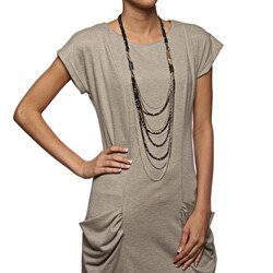 Gunmetal and Goldplated Crystal Multi-strand Necklace
