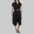 Corey P Women's Missy Black Belted Handkerchief Hem Dress