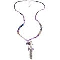 Silvertone Simulated Gemstone and Faux Pearl Necklace