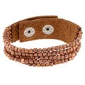 Copper Bead and Leather Strap Bracelet
