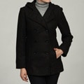 Trendz Women's Charcoal Wool-blend Hooded Peacoat