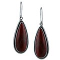 Southwest Moon Sterling Silver Red Coral Teardrop Earrings