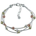 Southwest Moon Sterling Silver 3-Strand Bead Bracelet