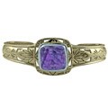 Southwest Moon Sterling Silver Trim Cape Amethyst Bronze Cuff Bracelet
