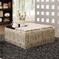 Decor Storage Japanese Script Linen Ottoman