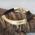 Handcrafted Goldtone and Leather Bracelet (Mexico)