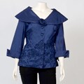 Onyx Nites Women's Plus Size Portrait Collar Taffeta Top