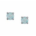 Sterling Silver Round Simulated Opal Stud Earrings