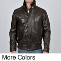 Knoles & Carter Men's Big & Tall Faux Fur-lined Leather Bomber Jacket
