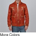 Knoles & Carter Men's Multi Zip Leather Bomber Jacket