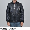 Knoles & Carter Men's Multi Zip Leather Bomber Jacket