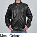 Knoles & Carter Men's Big and Tall Contrast Stitched Leather Bomber Jacket