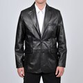Knoles & Carter Men's Big and Tall Leather 2-button Blazer