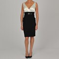 Tiana B Women's Ivory/Black Belted Sheath Dress