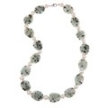 Pearlz Ocean Silver Dalmatian Jasper and FW Pearl Necklace (8-9 mm)