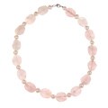Pearlz Ocean Silver Rose Quartz and FW Pearl Necklace (8-9 mm)