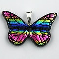 Sterling Silver Dichroic Glass Rainbow Butterfly Pendant (Mexico)