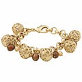 Rivka Friedman Chocolate and Gold Pearl Charm Bracelet (4-9 mm)