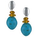 Southwest Moon Sterling Silver Turquoise and Amber Earrings