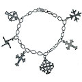 Southwest Moon Sterling Silver Cross Charm Bracelet