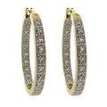 Finesque Gold Overlay Diamond Accent Hoop Earrings