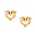 Gold over Silver Pink Enamel Connected Dolphin Earrings