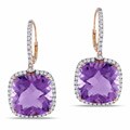 14k Pink Gold Amethyst and 7/8ct TDW Diamond Earrings (G-H, SI1-SI2)