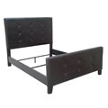 Classic Brown Faux Leather Queen-Size Button Bed